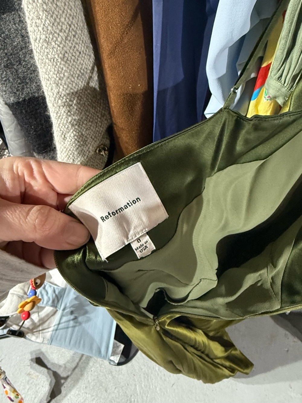 Reformation Olive Satin Halter Maxi Dress - Picture 4 of 5